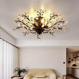 Modern Crystal Flower Chandelier Firework Ceiling Light for Living Room Dining