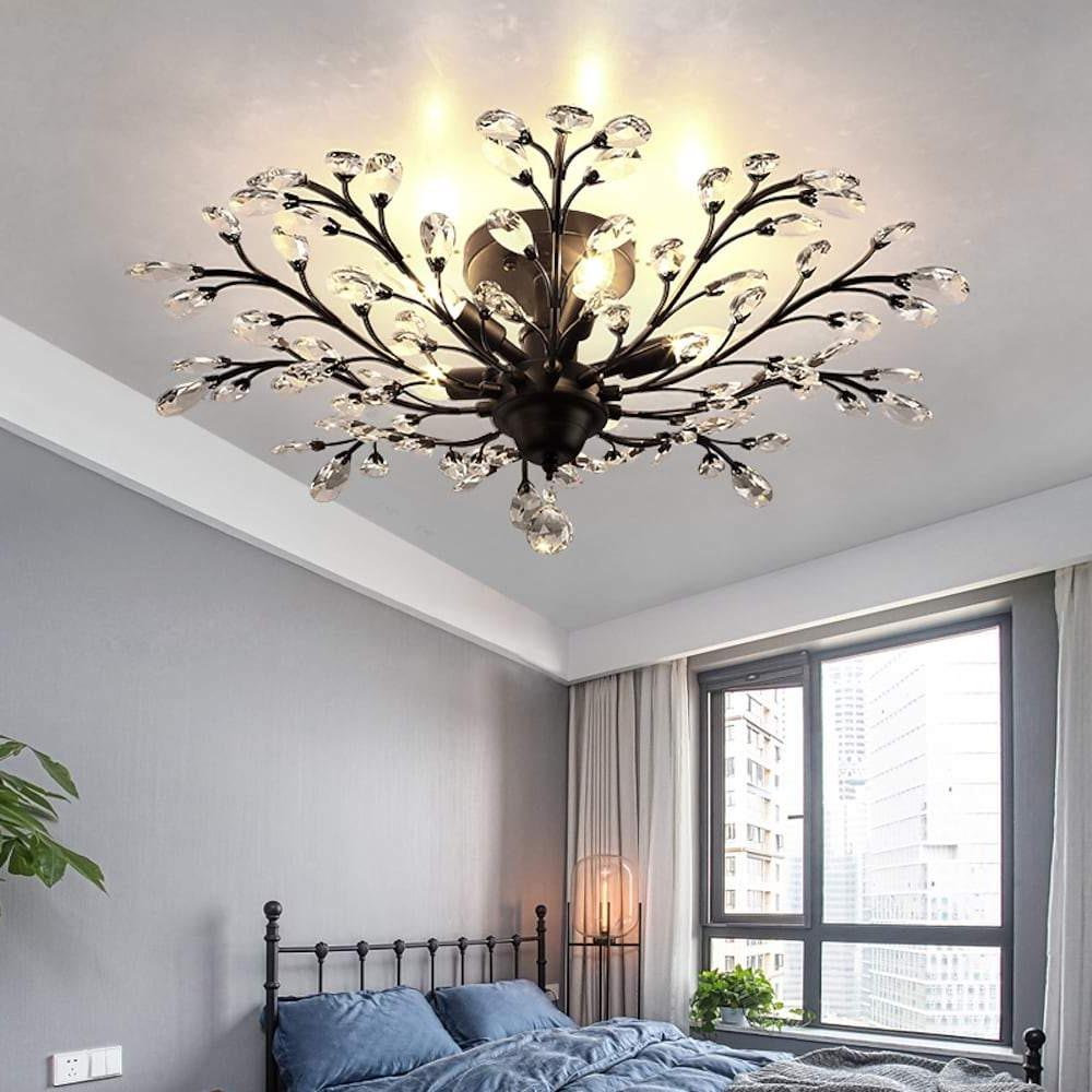 Modern Crystal Flower Chandelier Firework Ceiling Light for Living Room Dining