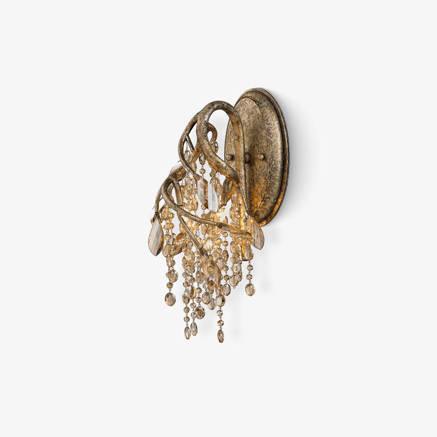 Modern Crystal Glass Bead Wall Sconce Autumn Twilight Elegant Antique Gold Finish