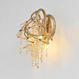 Modern Crystal Glass Bead Wall Sconce Autumn Twilight Elegant Antique Gold Finish