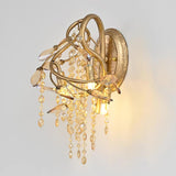 Modern Crystal Glass Bead Wall Sconce Autumn Twilight Elegant Antique Gold Finish