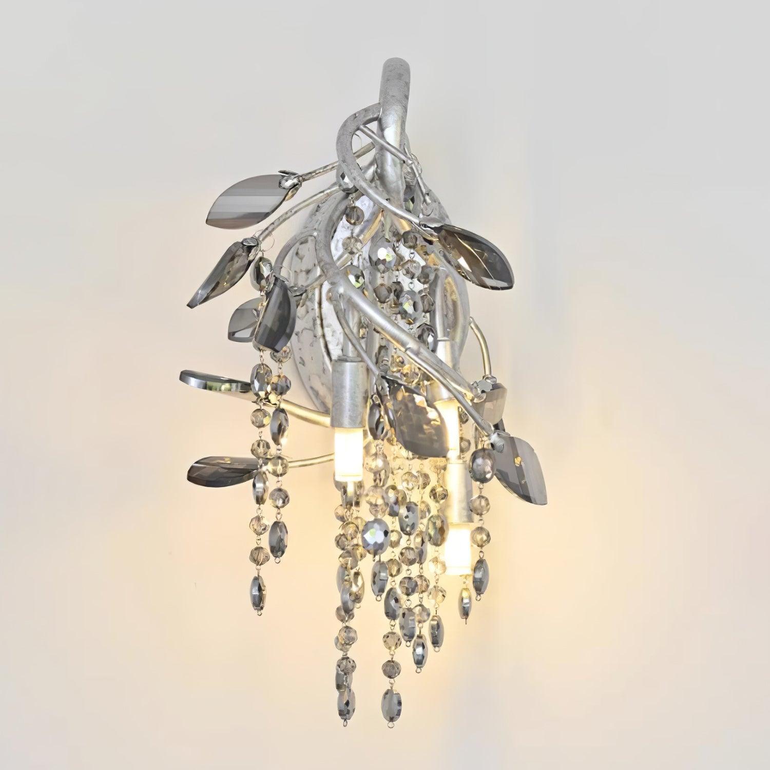 Modern Crystal Glass Bead Wall Sconce Autumn Twilight Elegant Antique Gold Finish