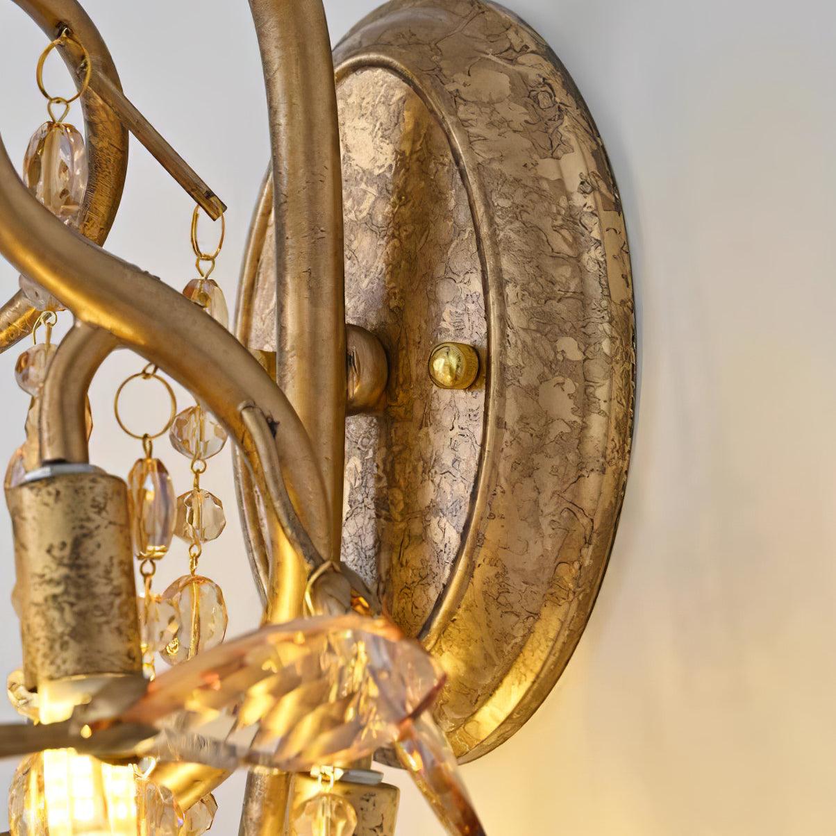 Modern Crystal Glass Bead Wall Sconce Autumn Twilight Elegant Antique Gold Finish