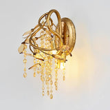 Modern Crystal Glass Bead Wall Sconce Autumn Twilight Elegant Antique Gold Finish