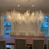 Modern Crystal Glass Branch Chandelier for Dining Room and High Ceiling Foyers