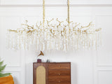 Modern Crystal Glass Branch Chandelier for Dining Room and High Ceiling Foyers