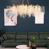 Modern Crystal Glass Branch Chandelier for Dining Room and High Ceiling Foyers