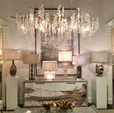 Modern Crystal Glass Branch Chandelier for Dining Room and High Ceiling Foyers