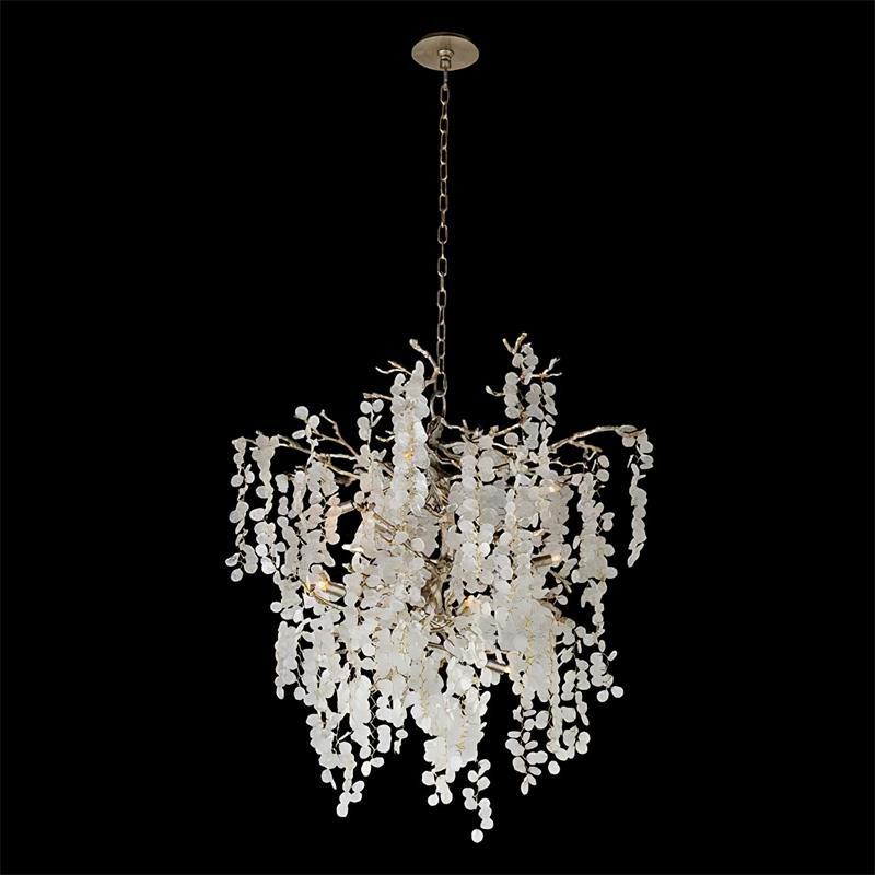 Modern Crystal Glass Branch Chandelier for Dining Room and High Ceiling Foyers
