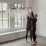 Modern Crystal Glass Branch Chandelier for Dining Room and High Ceiling Foyers