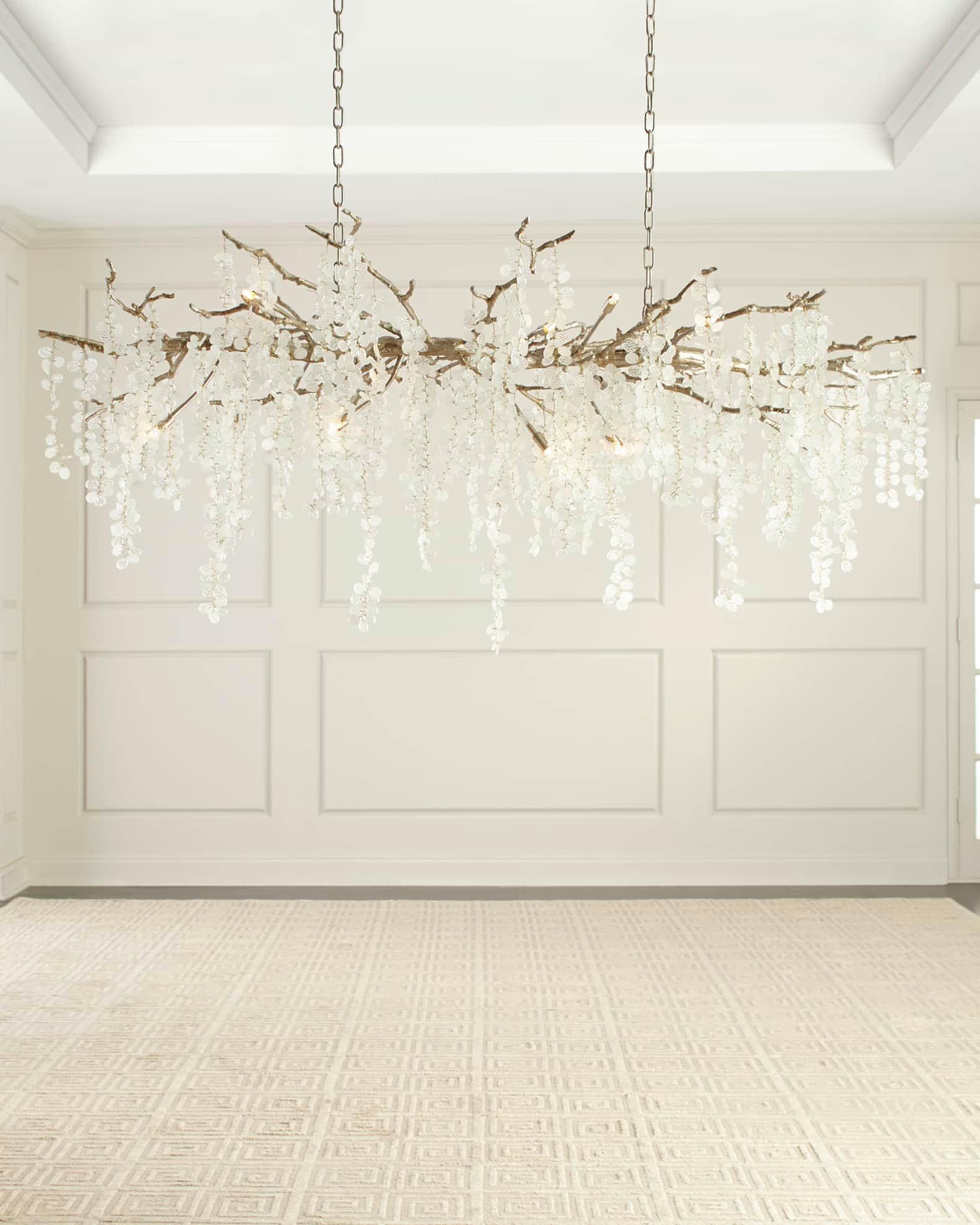 Modern Crystal Glass Branch Chandelier for Dining Room and High Ceiling Foyers