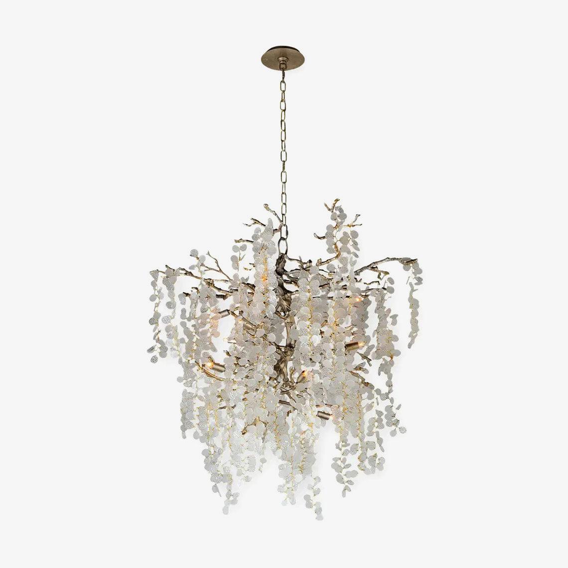 Modern Crystal Glass Branch Chandelier for Dining Room and High Ceiling Foyers