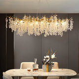 Modern Crystal Glass Branch Chandelier for Dining Room and High Ceiling Foyers