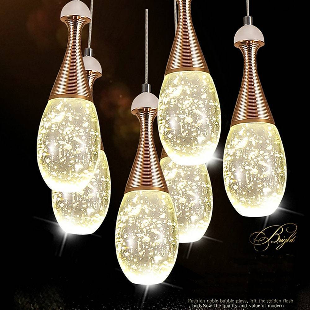 Modern Crystal Globe LED Pendant Light Electroplated Metal Hanging Ceiling Lamp for Living Room