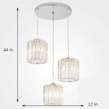 Modern Crystal Lantern Chandelier 3 Light LED Island Pendant Ceiling Lamp for Kitchen and Dining Room