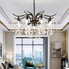 Modern Crystal LED Chandelier Metal Hanging Pendant Light for Living Dining Room and Kitchen