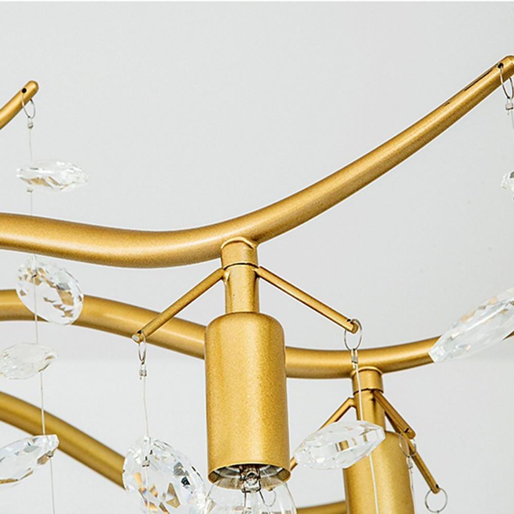Modern Crystal LED Chandelier Metal Hanging Pendant Light for Living Dining Room and Kitchen