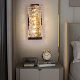 Modern Crystal LED Wall Sconce with 3 Color Dimming Stainless Steel Luxury Wall Lamp for Bedroom Hallway