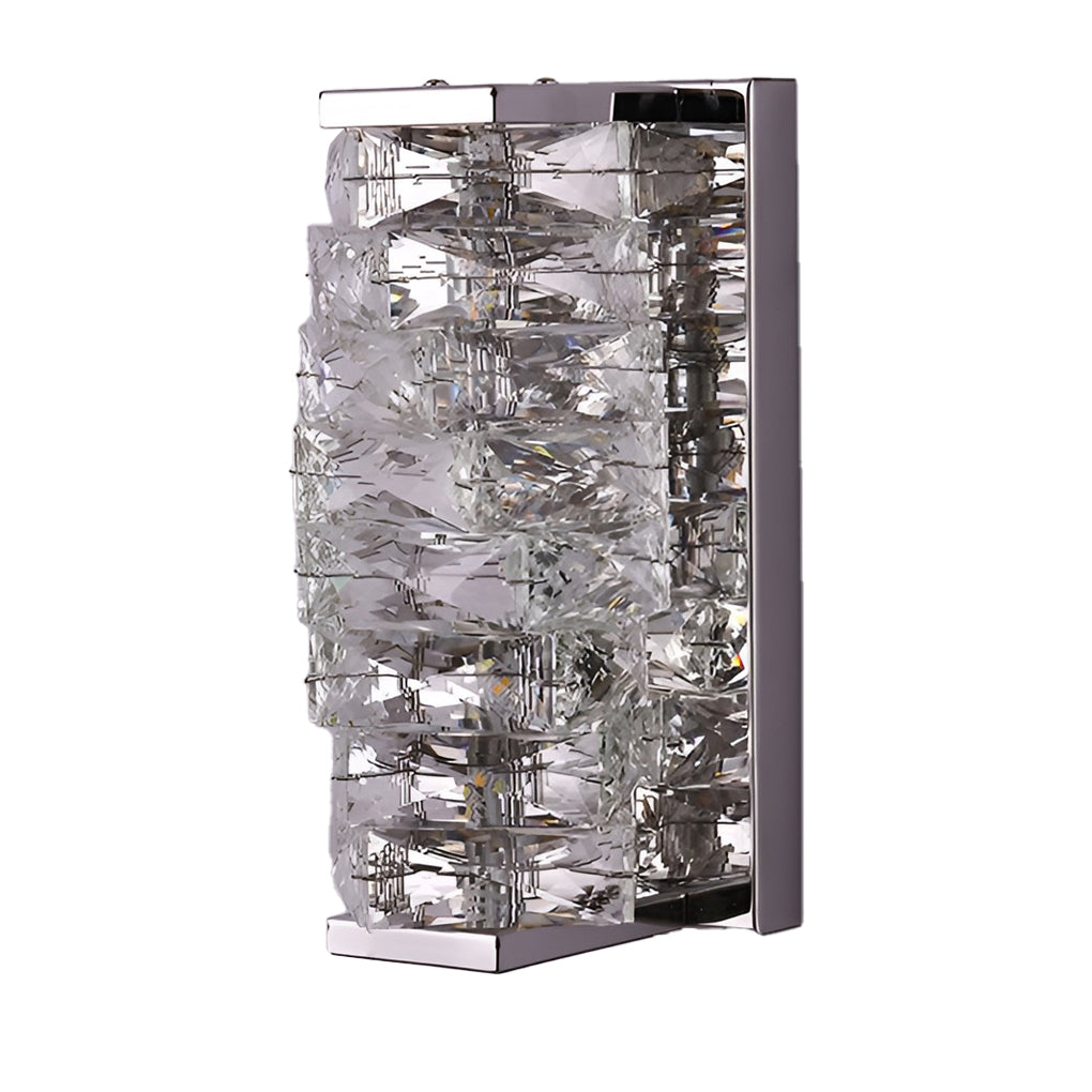 Modern Crystal LED Wall Sconce with 3 Color Dimming Stainless Steel Luxury Wall Lamp for Bedroom Hallway