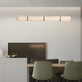 Modern Crystal Linear Island Pendant Light Brushed Black LED Chandelier for Kitchen Dining Room