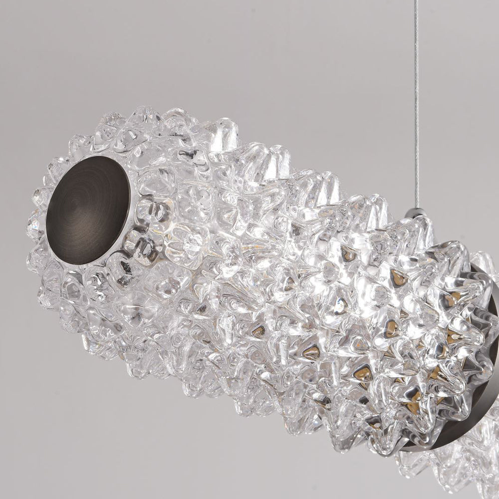 Modern Crystal Linear Island Pendant Light Brushed Black LED Chandelier for Kitchen Dining Room