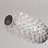 Modern Crystal Linear Island Pendant Light Brushed Black LED Chandelier for Kitchen Dining Room