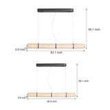 Modern Crystal Linear Island Pendant Light Brushed Black LED Chandelier for Kitchen Dining Room