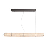 Modern Crystal Linear Island Pendant Light Brushed Black LED Chandelier for Kitchen Dining Room
