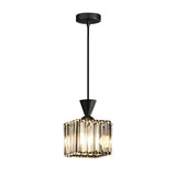 Modern Crystal Pendant Light with 3 Step Dimming Adjustable Hanging Lamp in Black and Gold