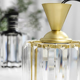 Modern Crystal Pendant Light with 3 Step Dimming Adjustable Hanging Lamp in Black and Gold
