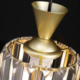Modern Crystal Pendant Light with 3 Step Dimming Adjustable Hanging Lamp in Black and Gold