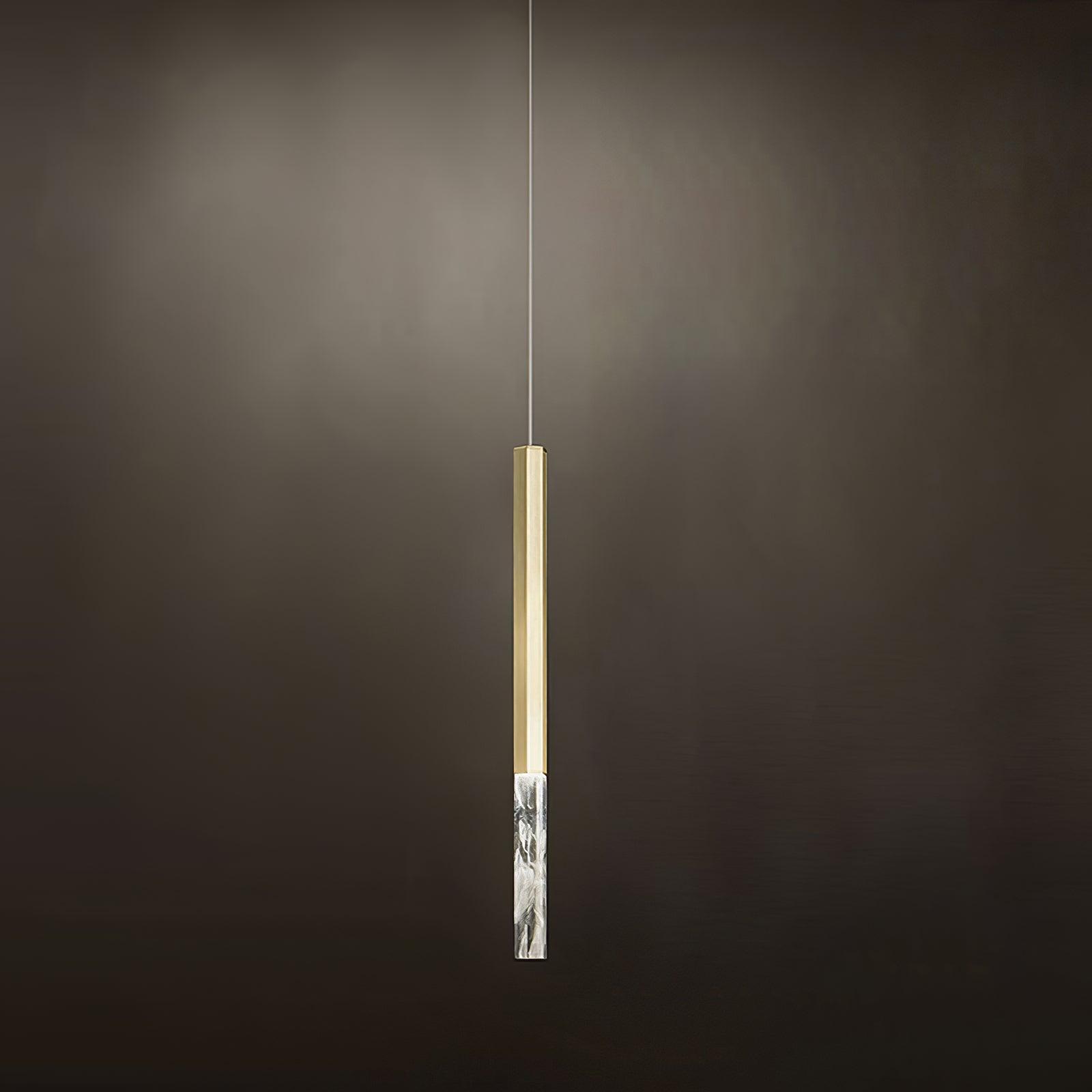 Modern Crystal Plumage LED Pendant Light Vertical Brass Suspension Hanging Lamp
