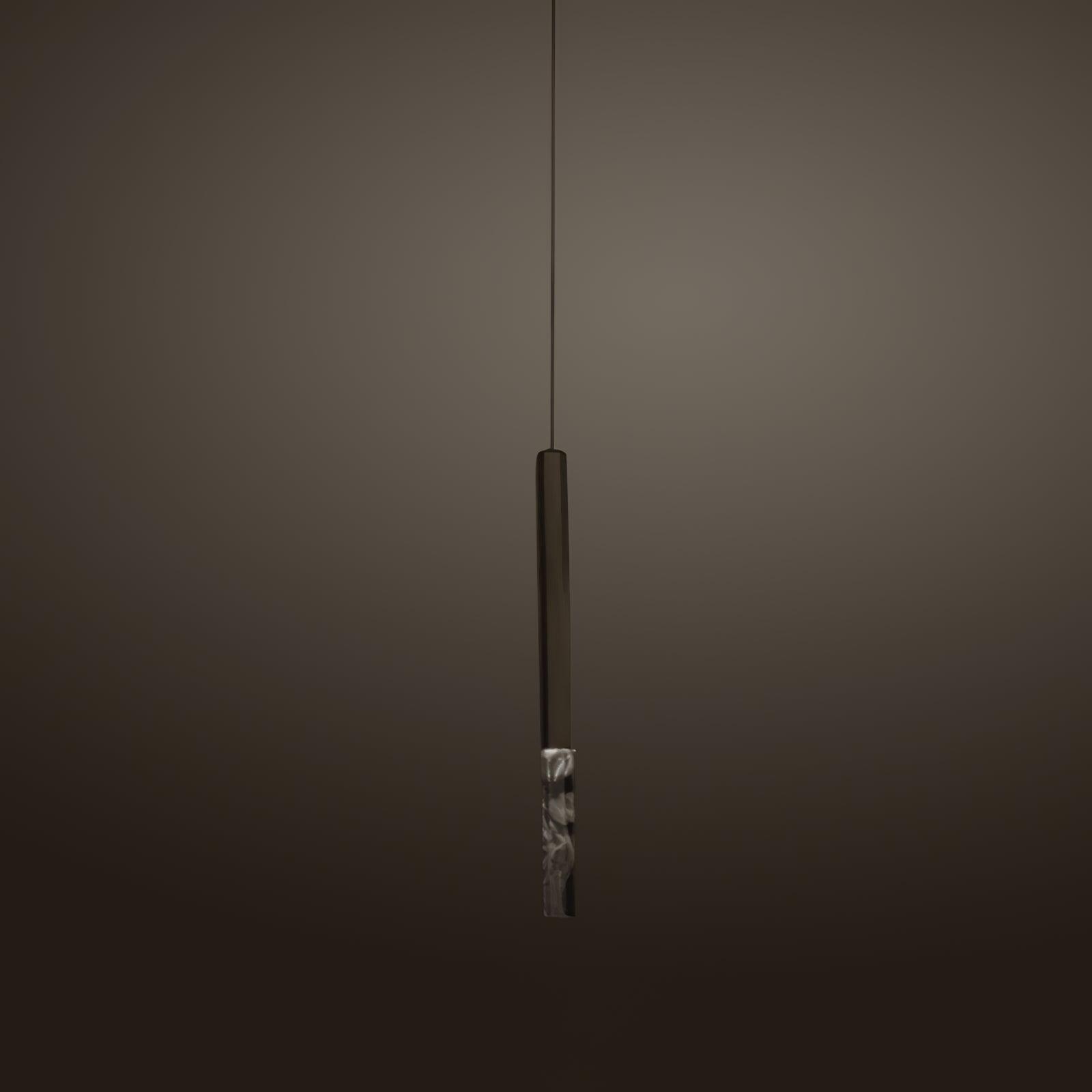 Modern Crystal Plumage LED Pendant Light Vertical Brass Suspension Hanging Lamp