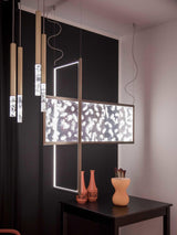 Modern Crystal Plumage LED Pendant Light Vertical Brass Suspension Hanging Lamp