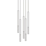 Modern Crystal Plumage LED Pendant Light Vertical Brass Suspension Hanging Lamp