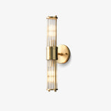 Modern Crystal Rod Cylinder Wall Sconce Brass Indoor Lighting for Living Room and Vanity
