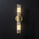 Modern Crystal Rod Cylinder Wall Sconce Brass Indoor Lighting for Living Room and Vanity