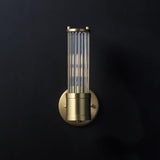 Modern Crystal Rod Cylinder Wall Sconce Brass Indoor Lighting for Living Room and Vanity