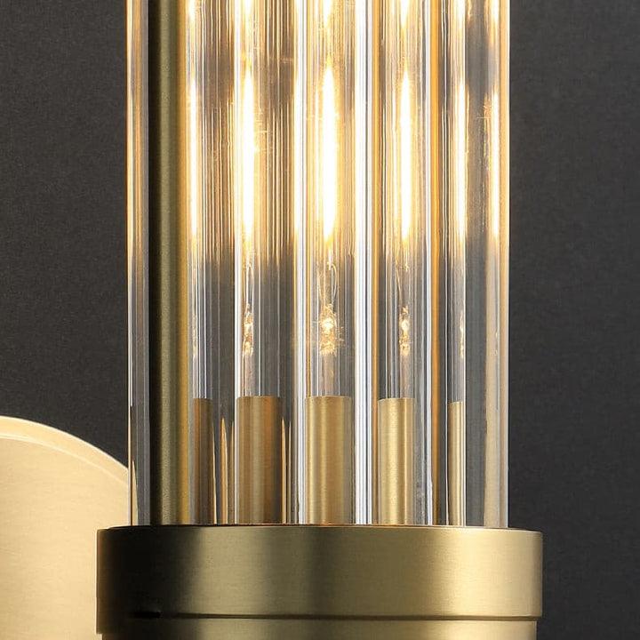 Modern Crystal Rod Cylinder Wall Sconce Brass Indoor Lighting for Living Room and Vanity