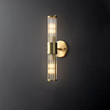 Modern Crystal Rod Cylinder Wall Sconce Brass Indoor Lighting for Living Room and Vanity