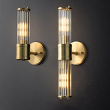 Modern Crystal Rod Cylinder Wall Sconce Brass Indoor Lighting for Living Room and Vanity