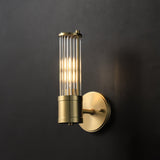 Modern Crystal Rod Cylinder Wall Sconce Brass Indoor Lighting for Living Room and Vanity