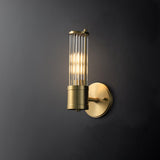 Modern Crystal Rod Cylinder Wall Sconce Brass Indoor Lighting for Living Room and Vanity
