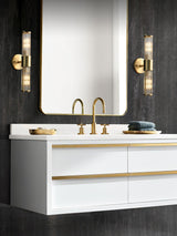 Modern Crystal Rod Cylinder Wall Sconce Brass Indoor Lighting for Living Room and Vanity