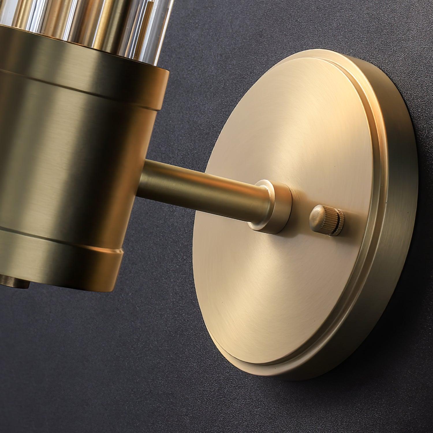 Modern Crystal Rod Cylinder Wall Sconce Brass Indoor Lighting for Living Room and Vanity