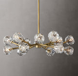 Modern Crystal Sphere Cluster Chandelier Round Brass Pendant Light for Dining Room