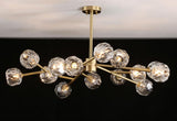 Modern Crystal Sphere Cluster Chandelier Round Brass Pendant Light for Dining Room