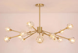 Modern Crystal Sphere Cluster Chandelier Round Brass Pendant Light for Dining Room