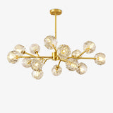 Modern Crystal Sphere Cluster Chandelier Round Brass Pendant Light for Dining Room
