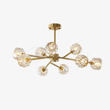 Modern Crystal Sphere Cluster Chandelier Round Brass Pendant Light for Dining Room